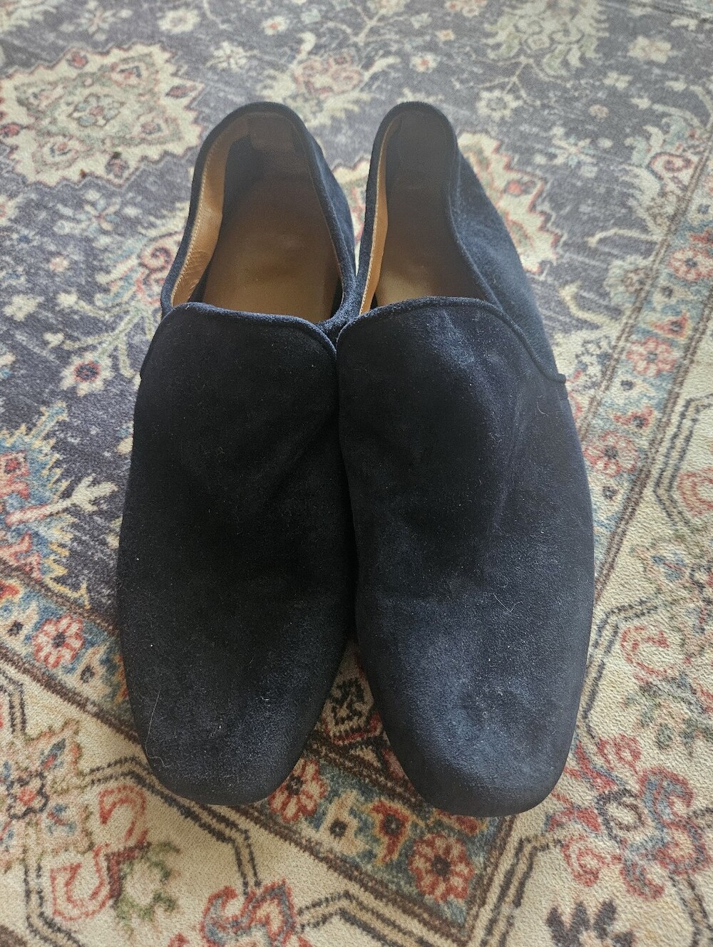 Aquatalia "Revy" Sapphire navy blue suede loafers. Made In Italy. 10